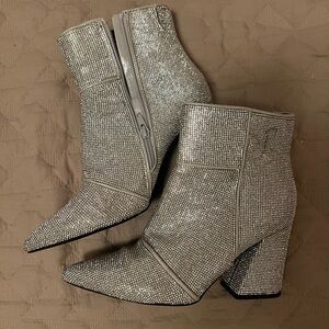 Silver Sequin Ankle Boots